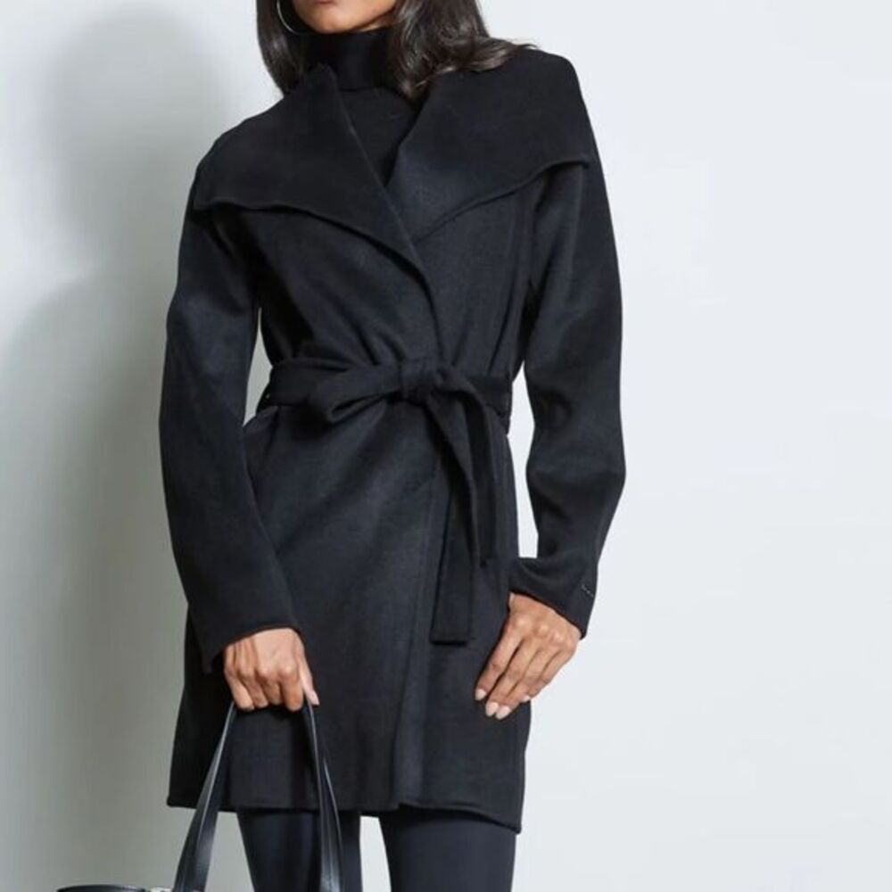 TAHARI DOUBLE FACE WOOL LIGHTWEIGHT WRAP COAT. XS